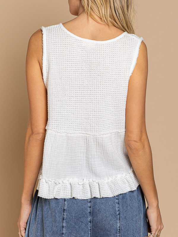 Women's Sleeveless Top Summer Multicolor Casual Stitching Vest-chiquechics