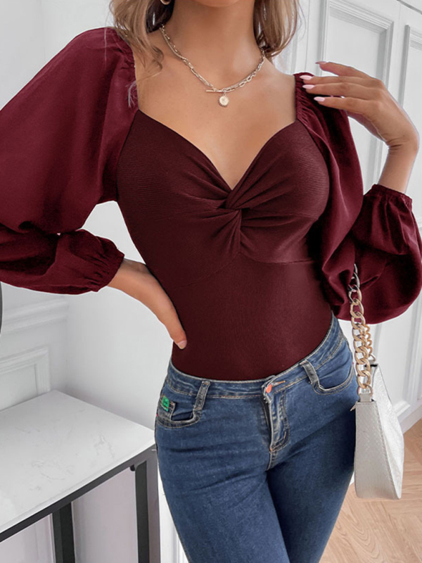 Women's Kink V-Neck Long Sleeve Bodysuit-chiquechics