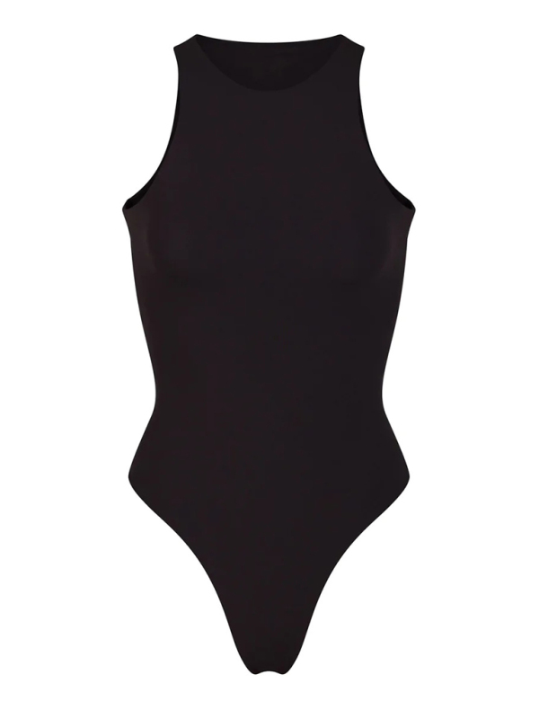 Round neck sleeveless high elastic fabric bodysuit-chiquechics