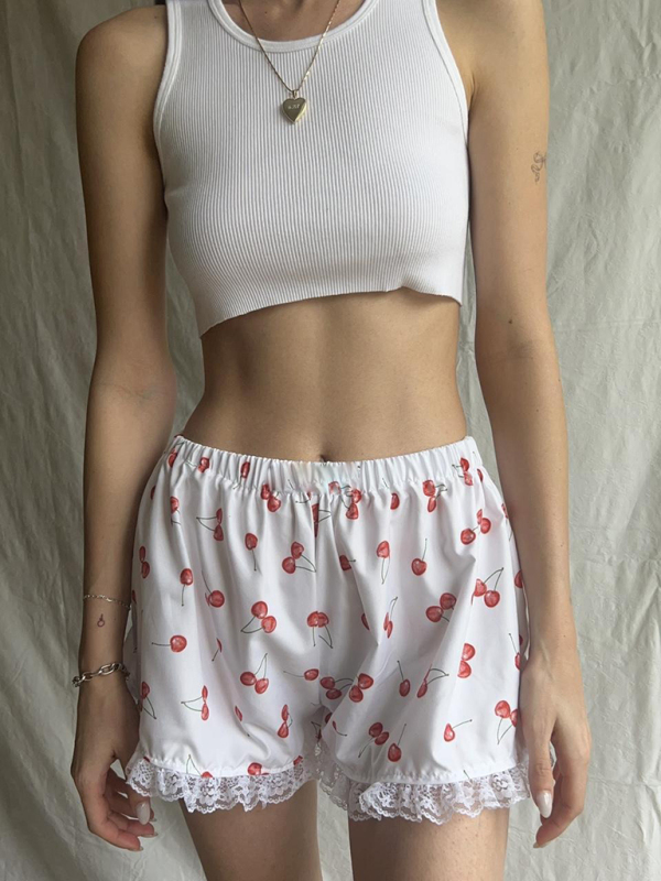 New home lace splicing leggings for outer wear printed thin spring and summer shorts-chiquechics